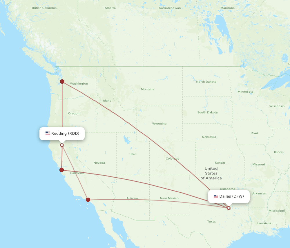 DFW-RDD flight routes