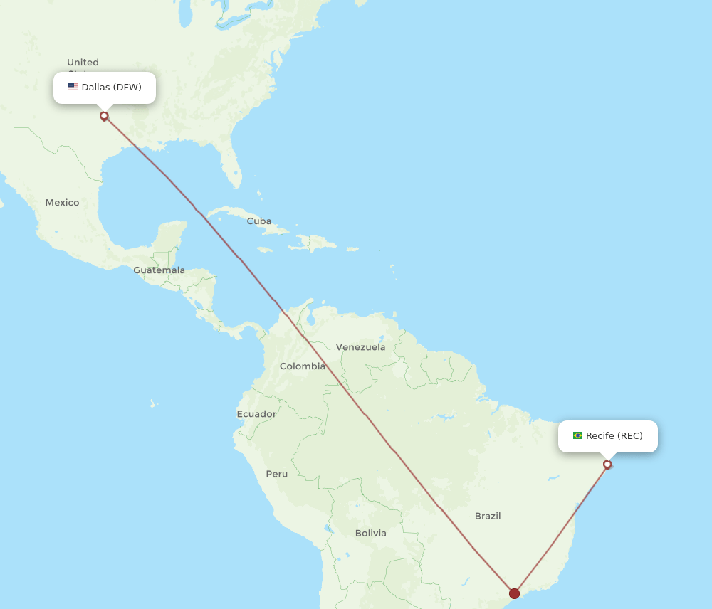 DFW-REC flight routes