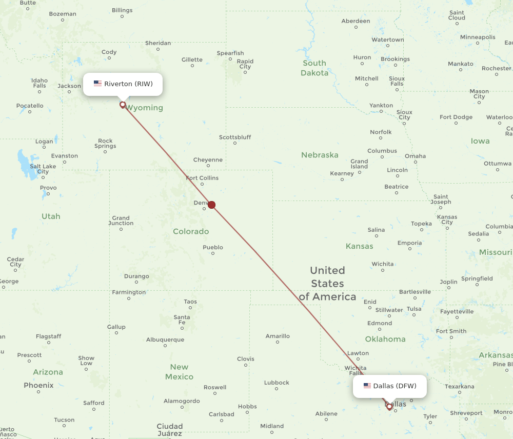 DFW-RIW flight routes
