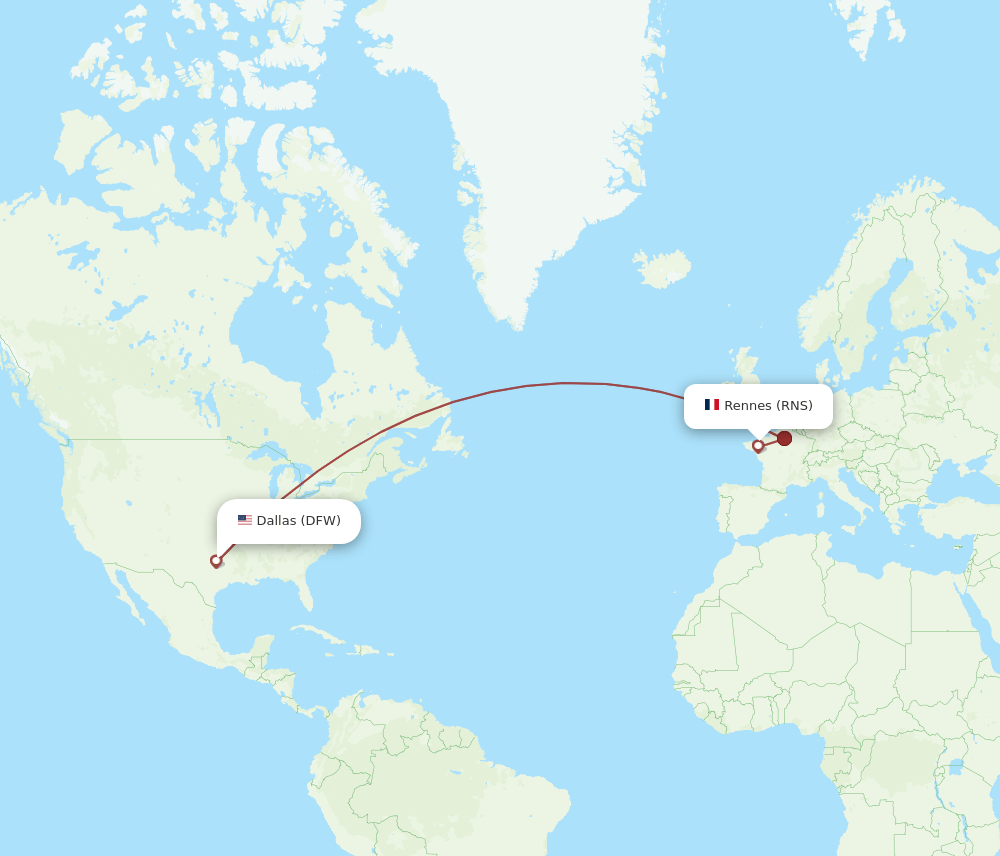 DFW-RNS flight routes