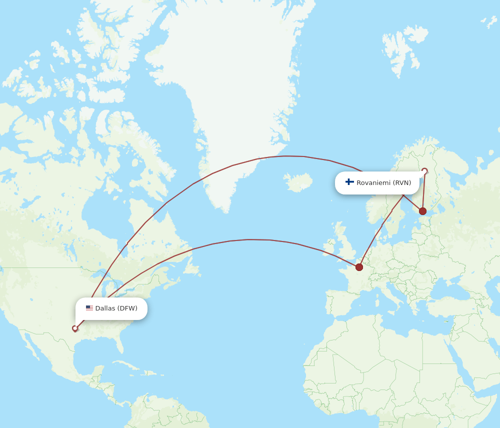 DFW-RVN flight routes