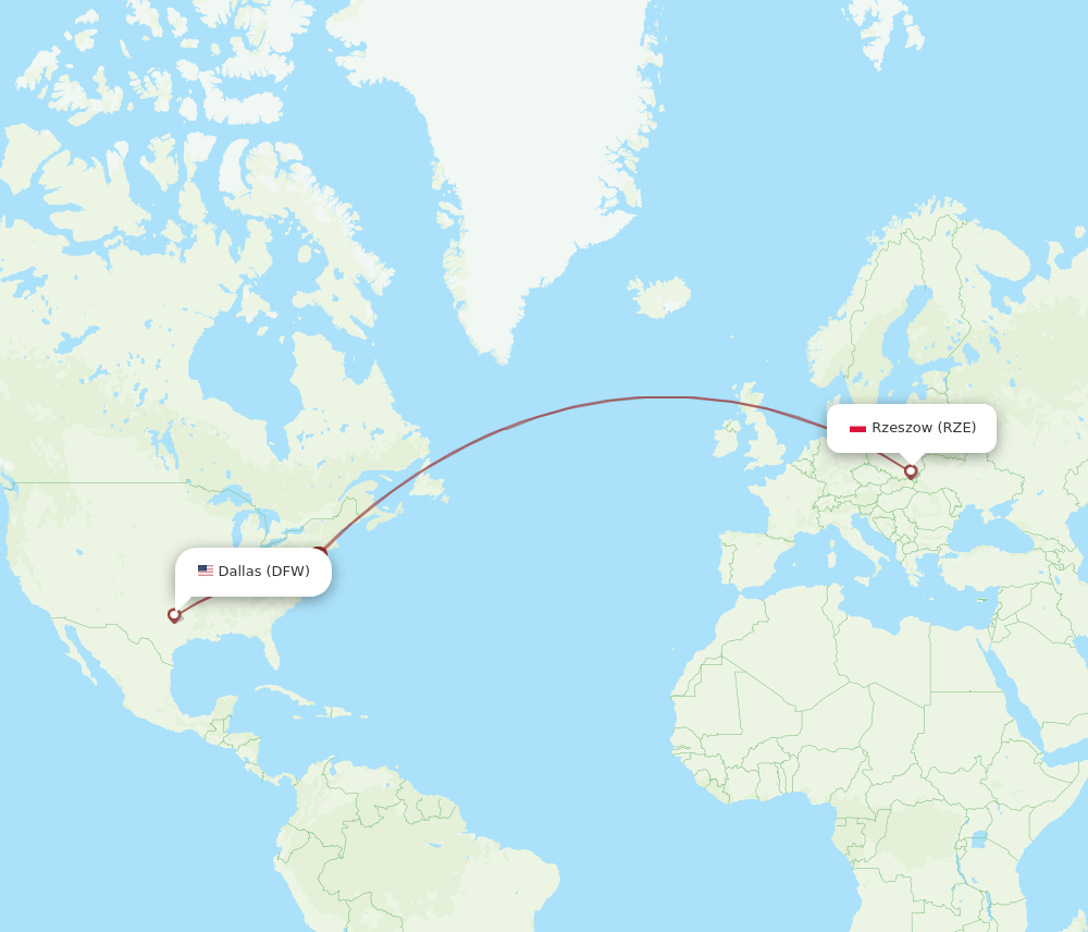 DFW-RZE flight routes