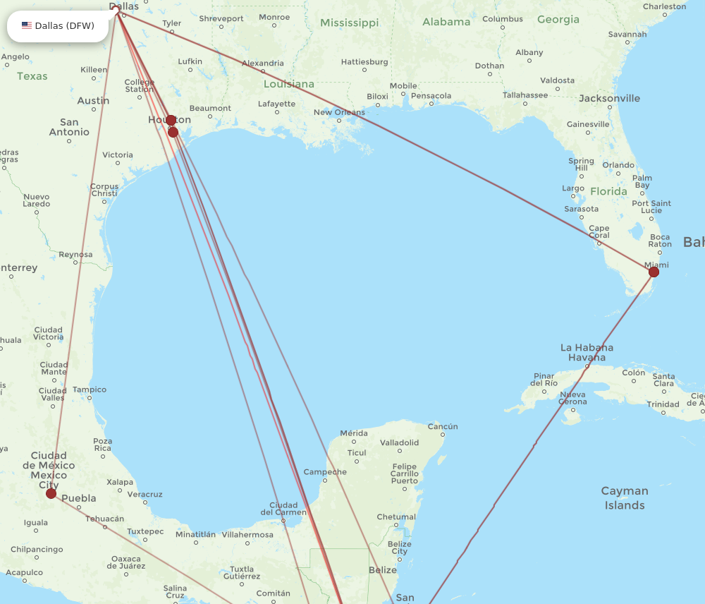 DFW to SAL flights and routes map
