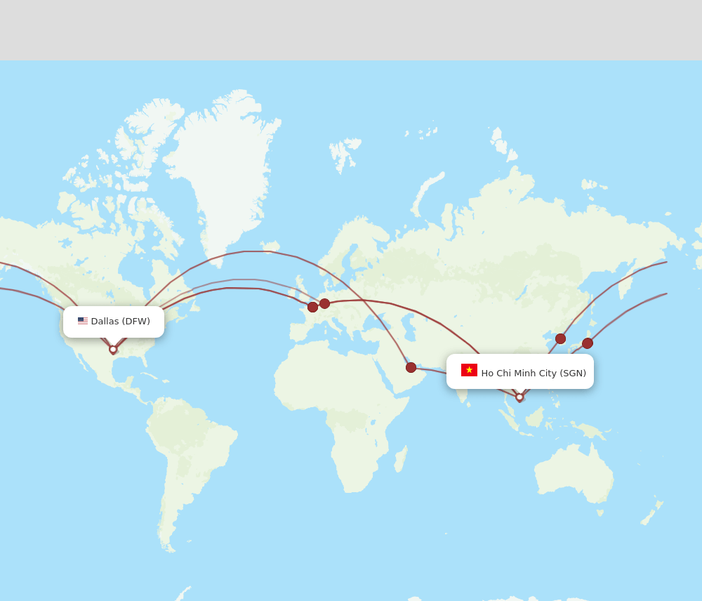 DFW-SGN flight routes