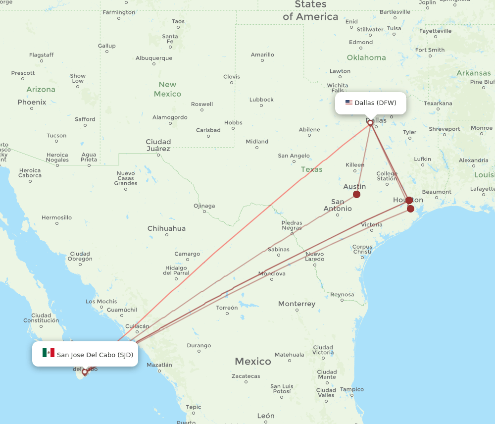 DFW-SJD flight routes