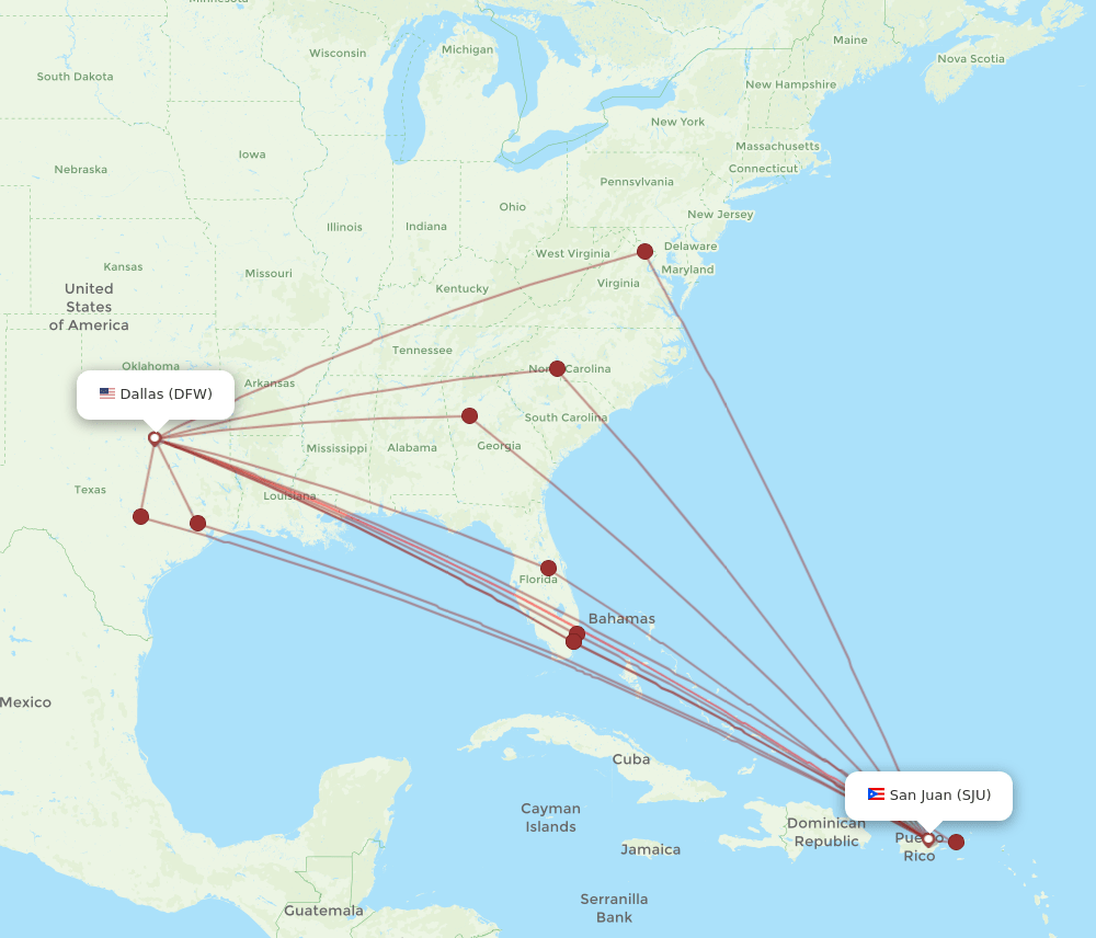 DFW-SJU flight routes