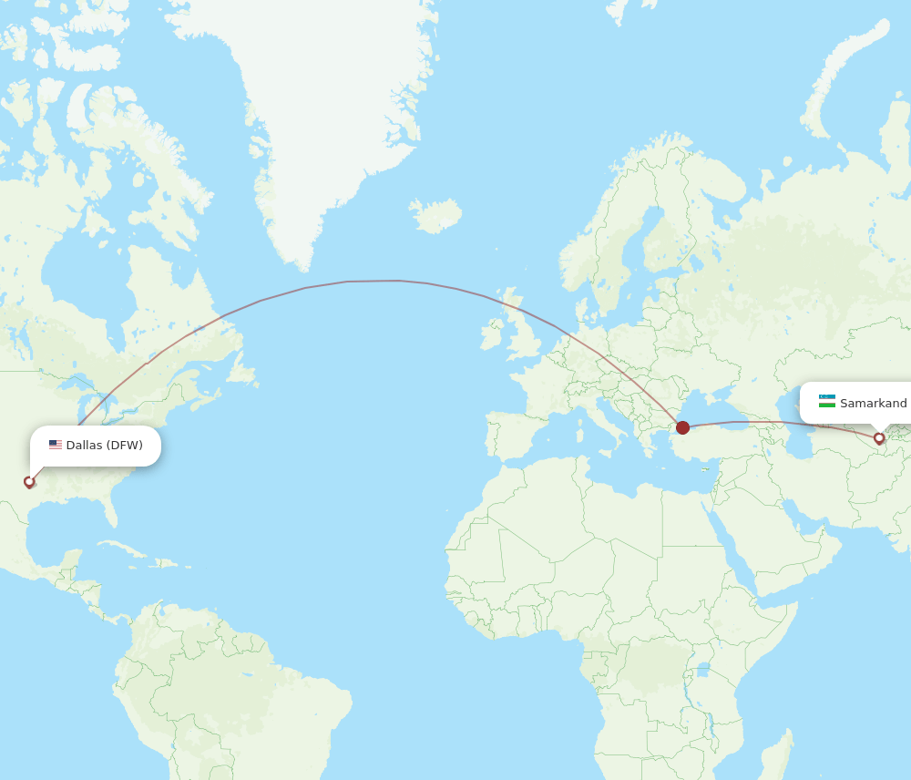 DFW to SKD flights and routes map