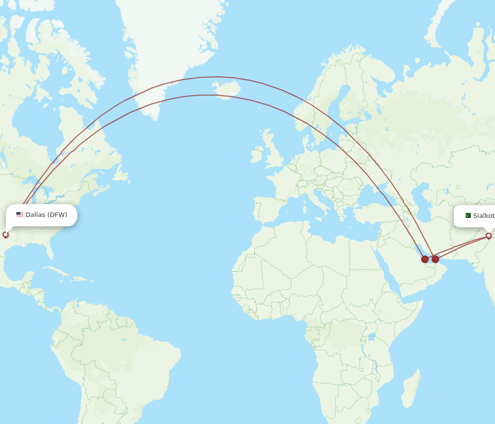 DFW-SKT flight routes