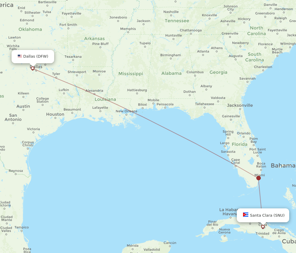 DFW-SNU flight routes