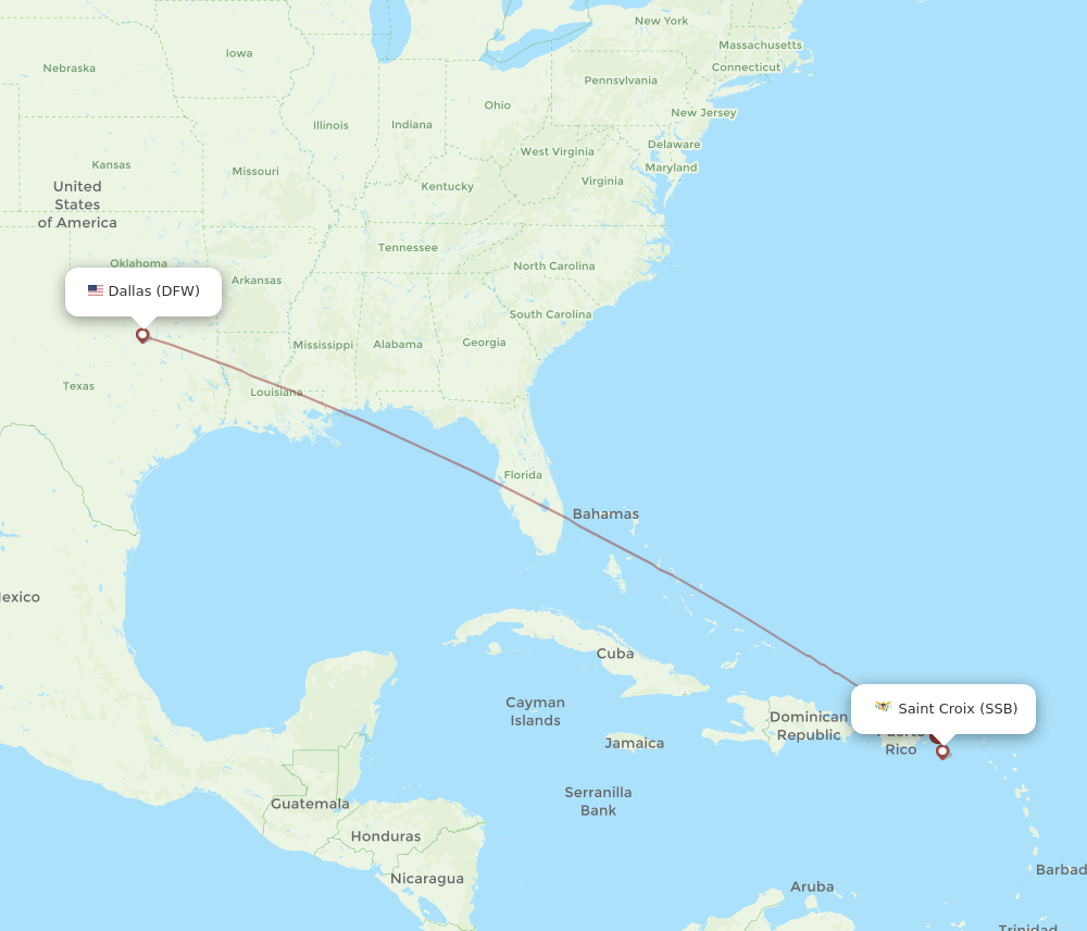DFW-SSB flight routes