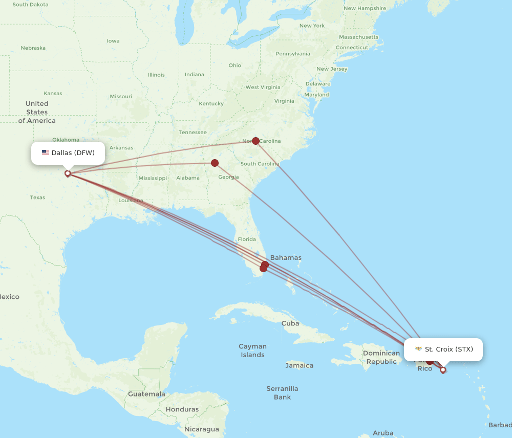 DFW-STX flight routes