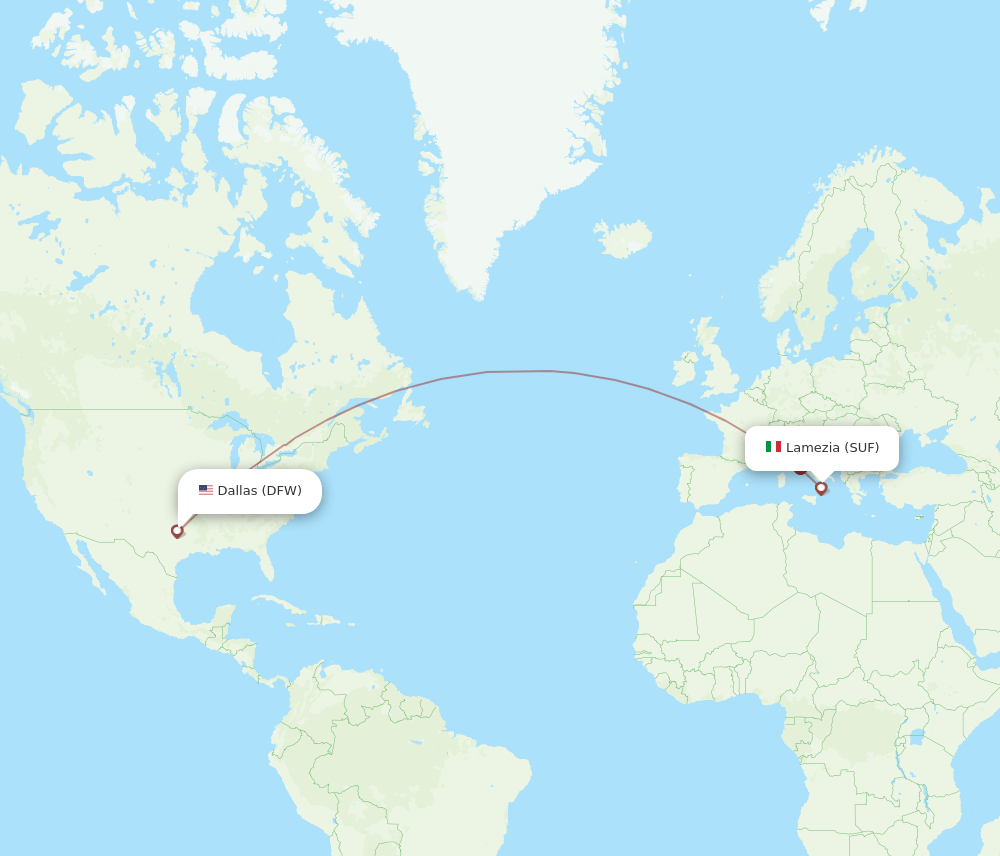 DFW-SUF flight routes