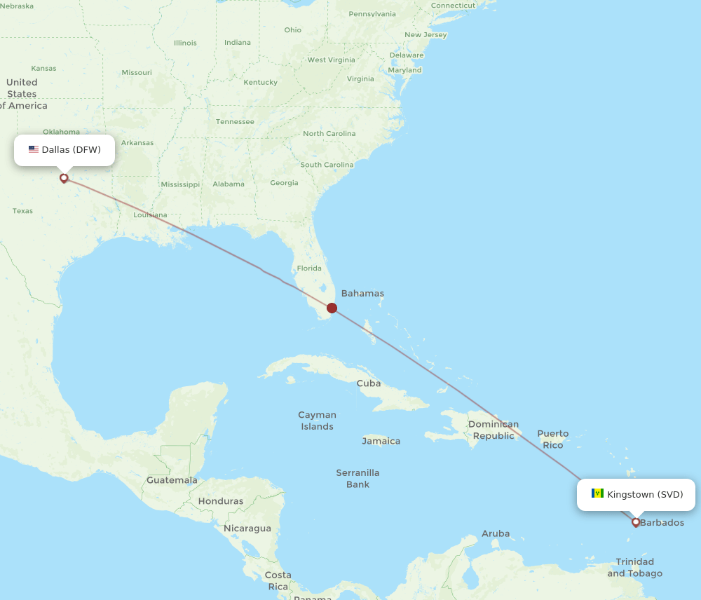 DFW-SVD flight routes
