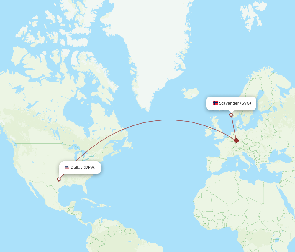 DFW-SVG flight routes