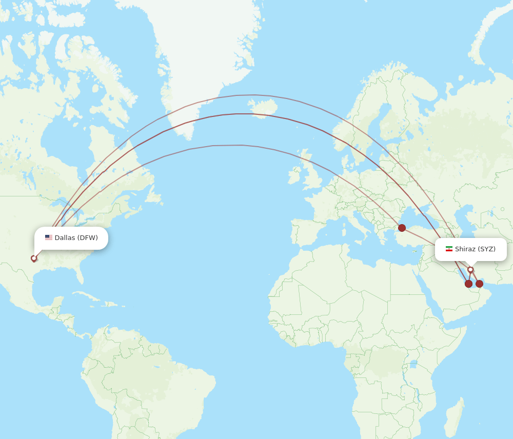 DFW-SYZ flight routes