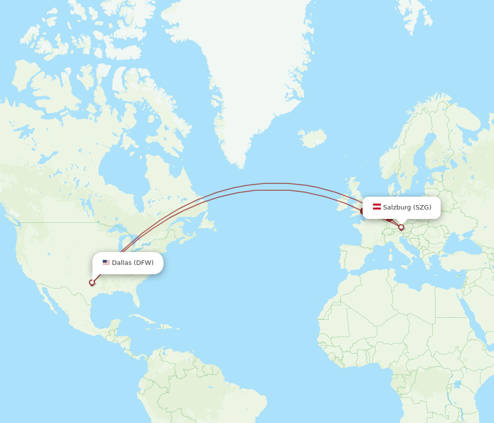 DFW-SZG flight routes