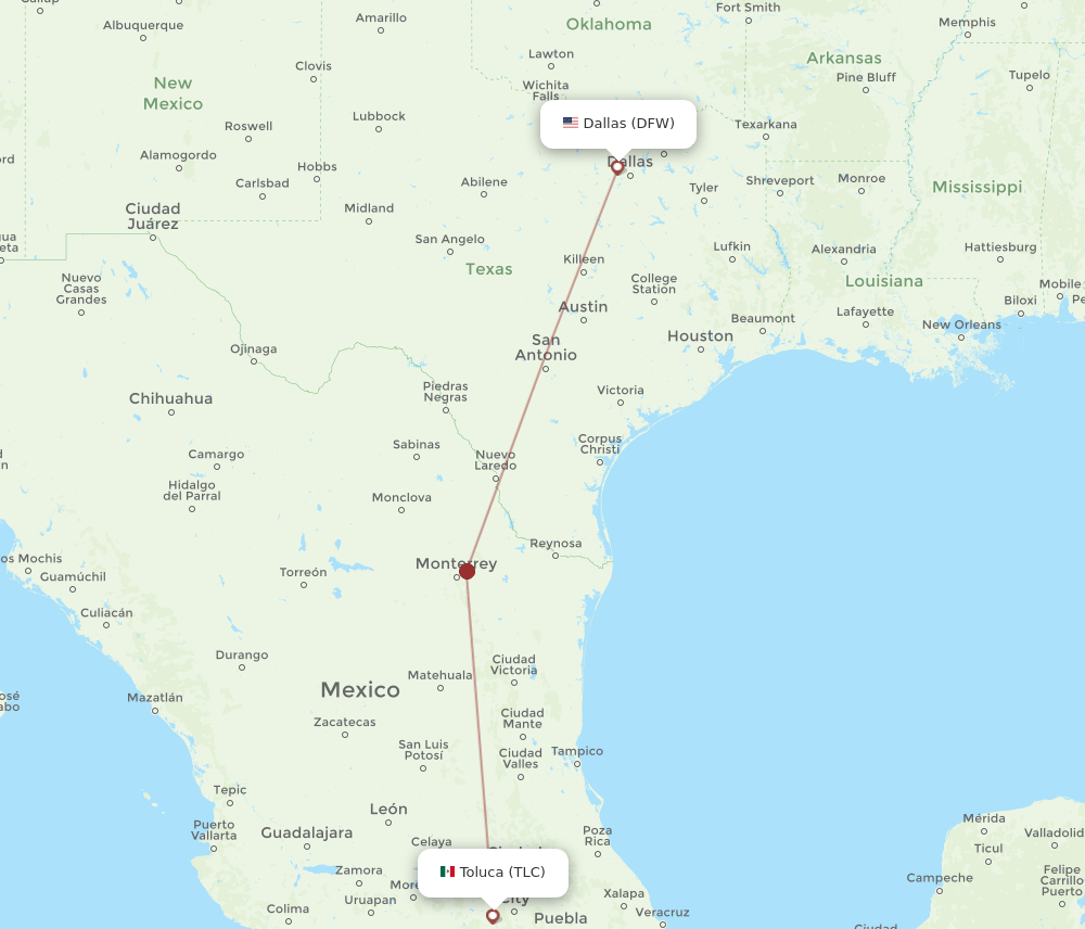DFW-TLC flight routes