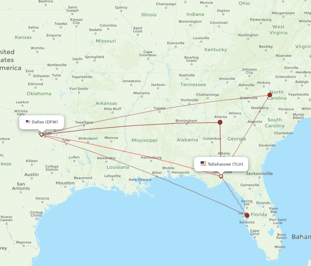 DFW-TLH flight routes