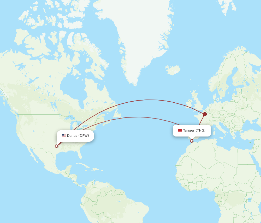 DFW-TNG flight routes