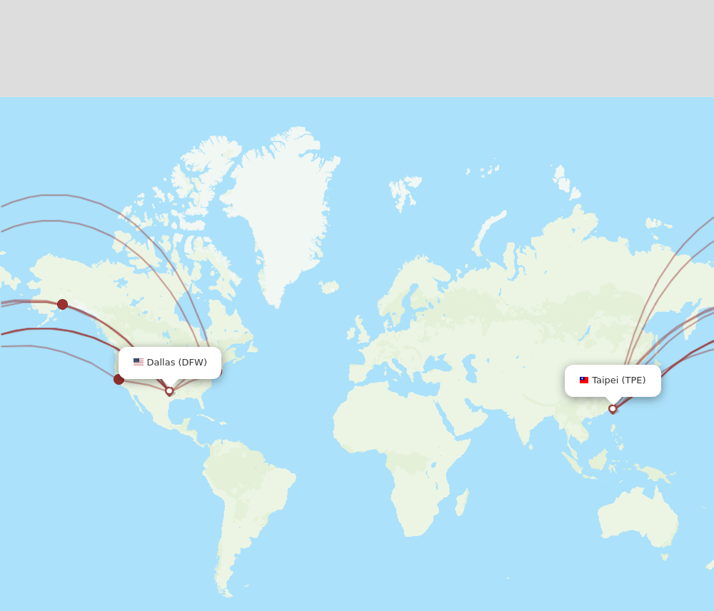 DFW-TPE flight routes