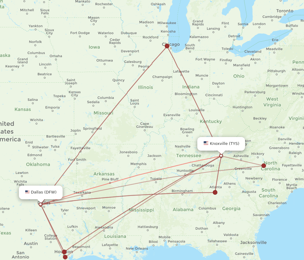 DFW-TYS flight routes