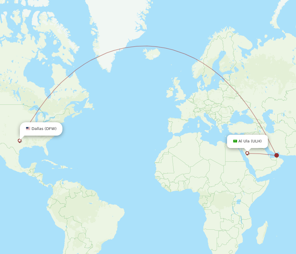 DFW-ULH flight routes