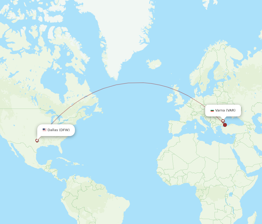 DFW-VAR flight routes