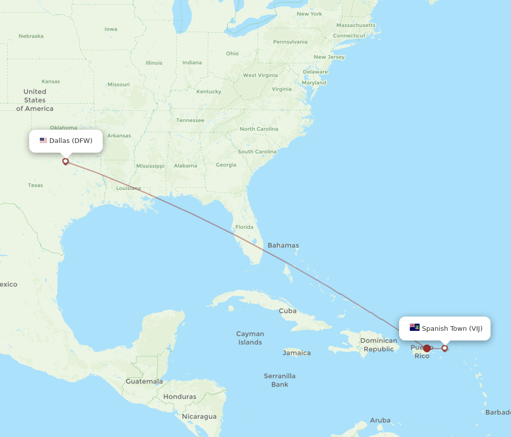 DFW-VIJ flight routes