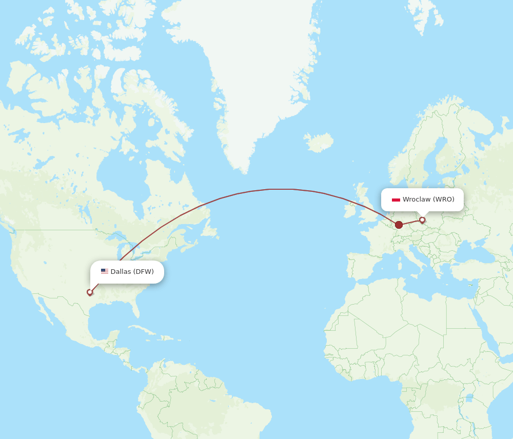 DFW-WRO flight routes