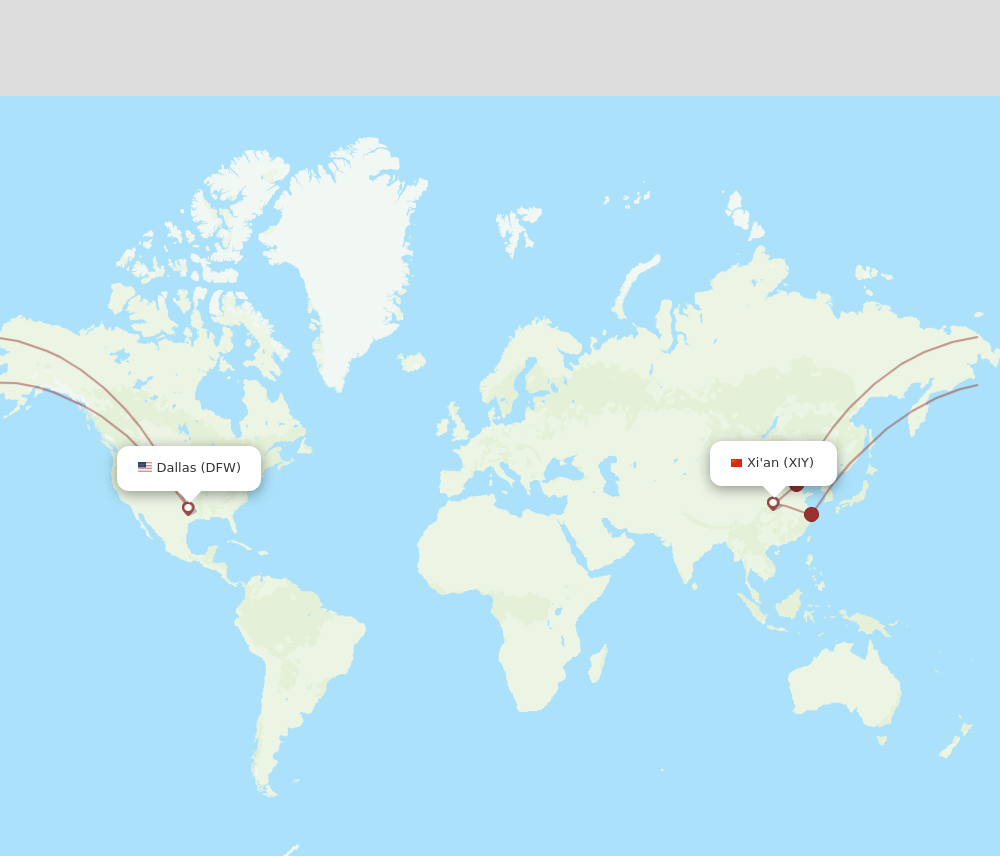 DFW-XIY flight routes
