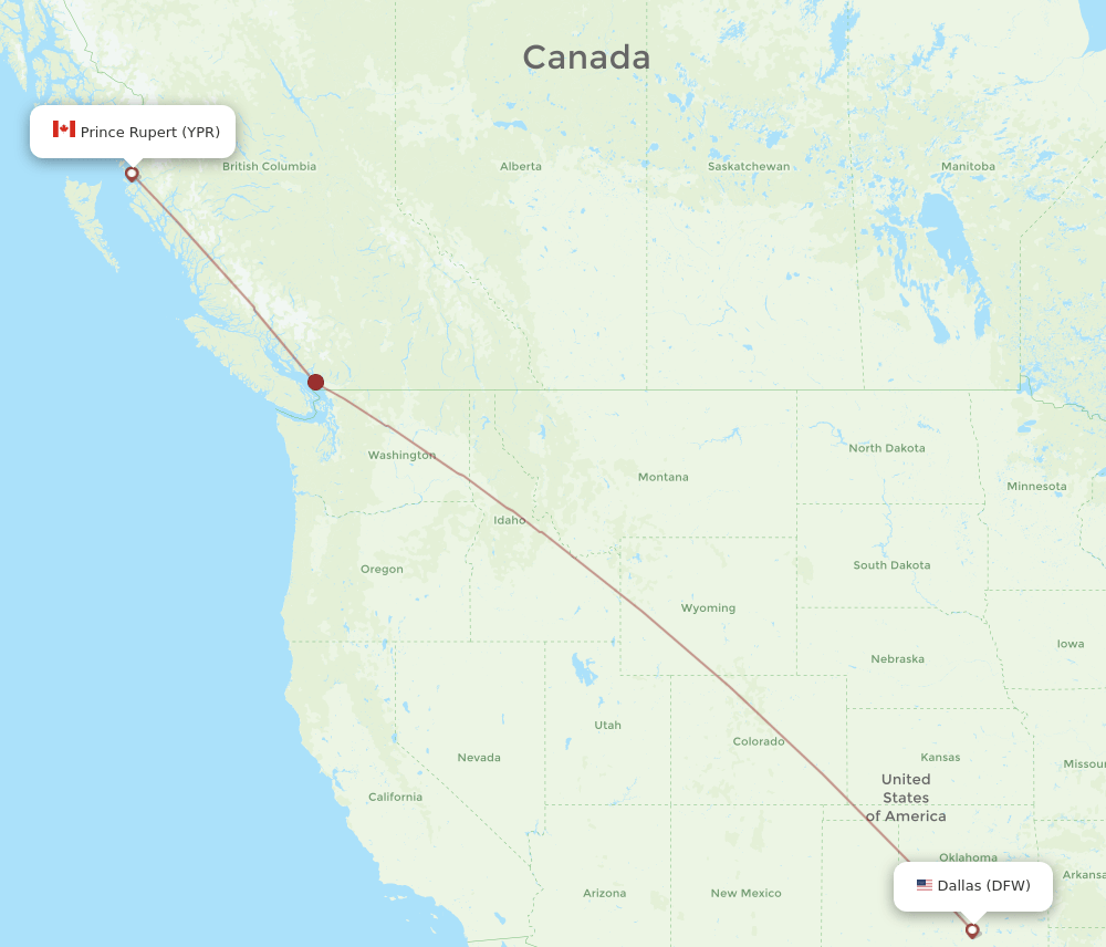 DFW-YPR flight routes