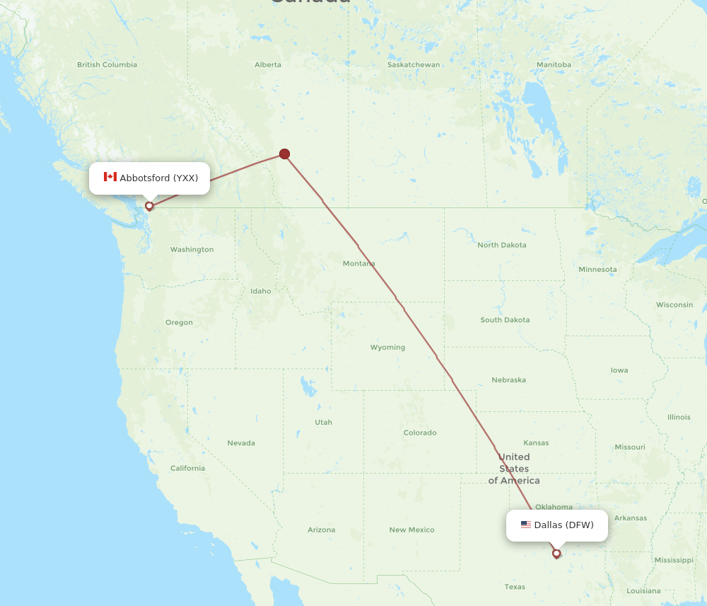 DFW-YXX flight routes