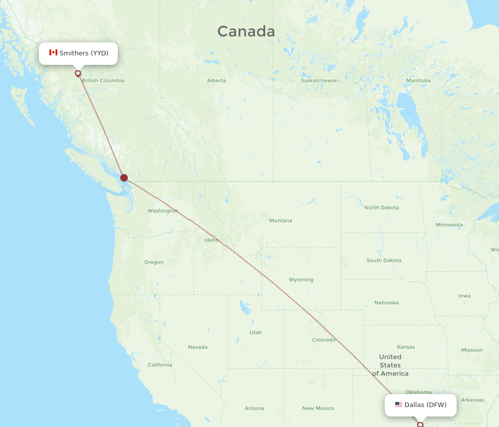 DFW-YYD flight routes