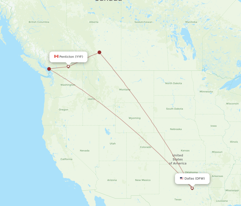 DFW-YYF flight routes