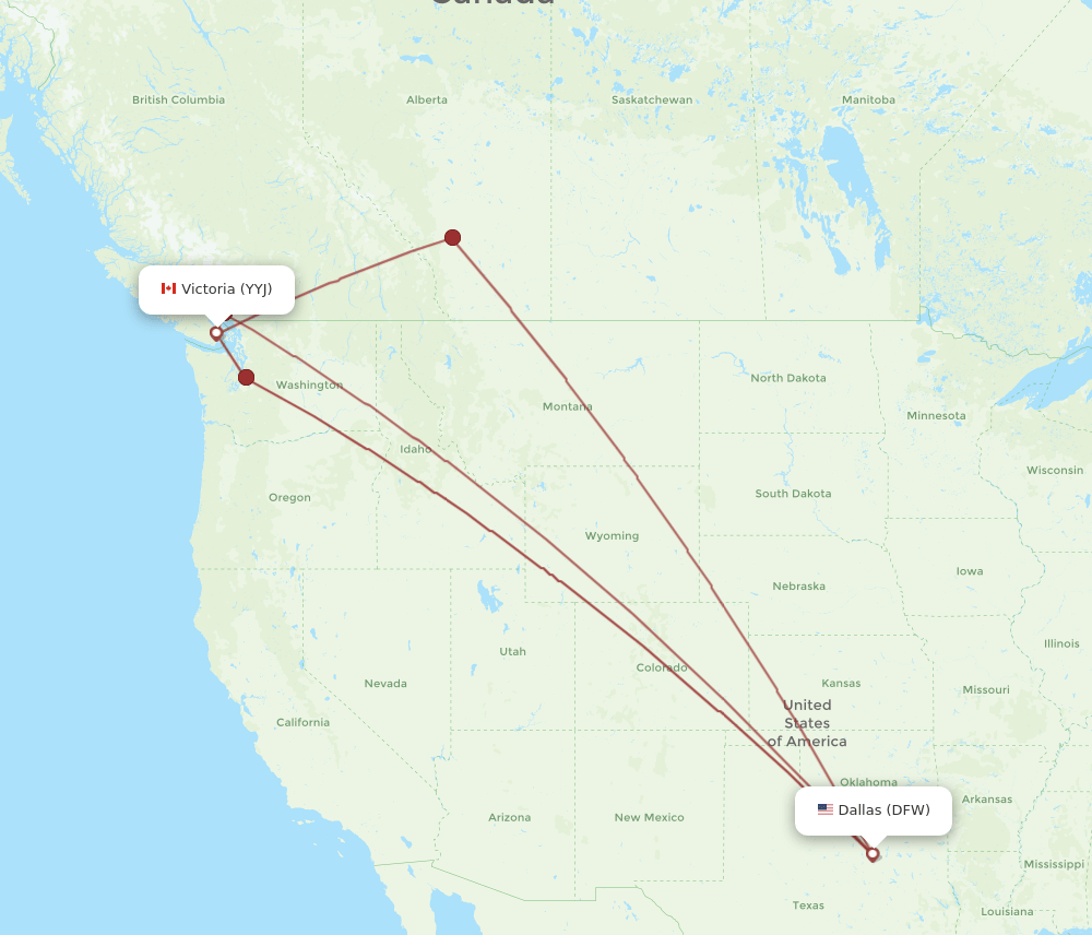 DFW-YYJ flight routes