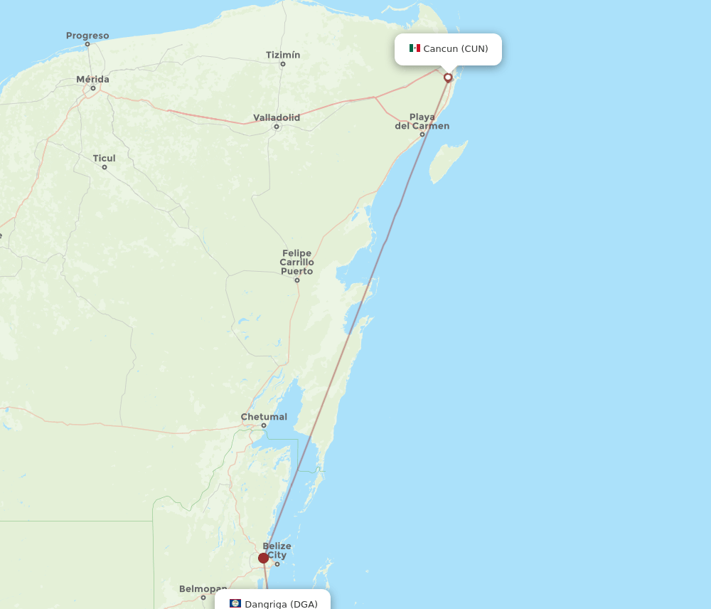 DGA-CUN flight routes