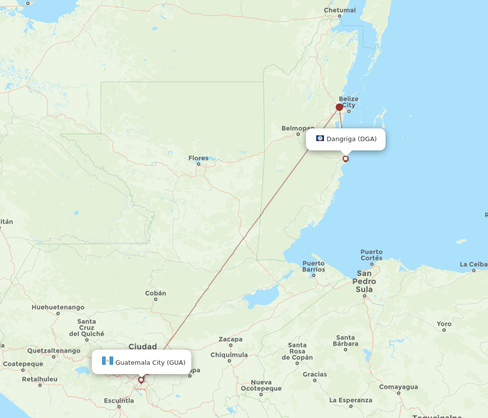 DGA-GUA flight routes