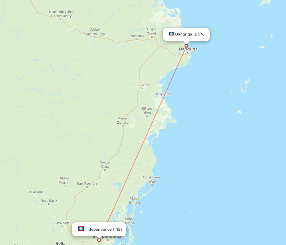 DGA to INB flights and routes map