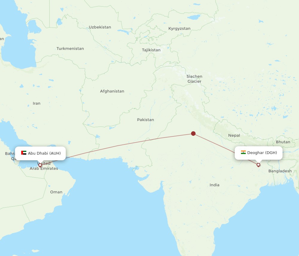 AUH to DGH flights and routes map