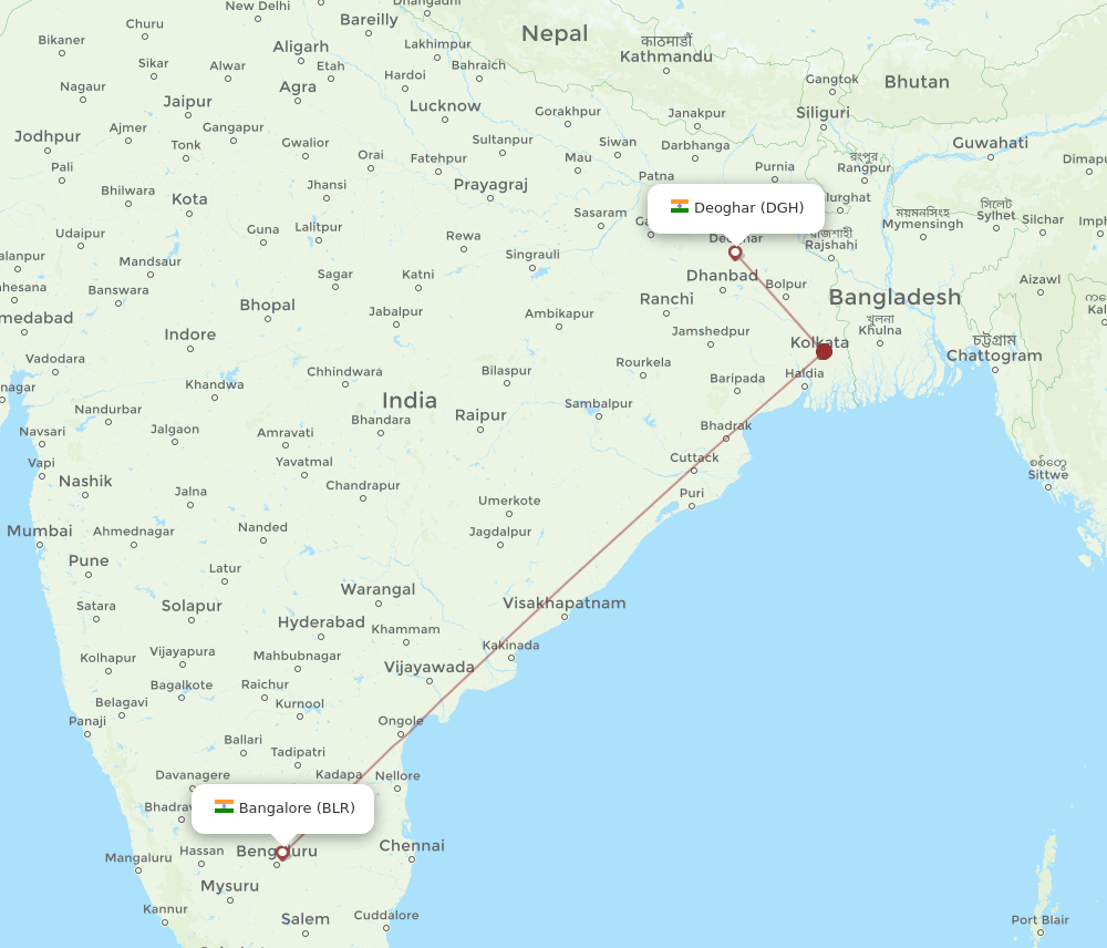 DGH-BLR flight routes