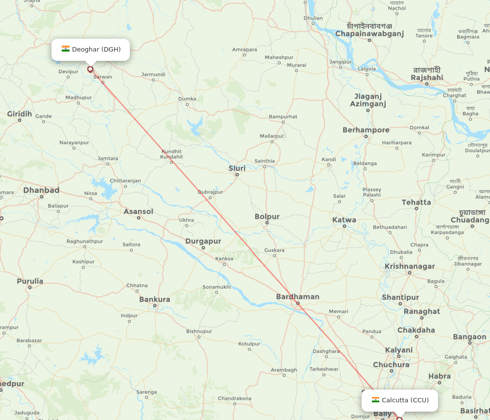 DGH to CCU flights and routes map