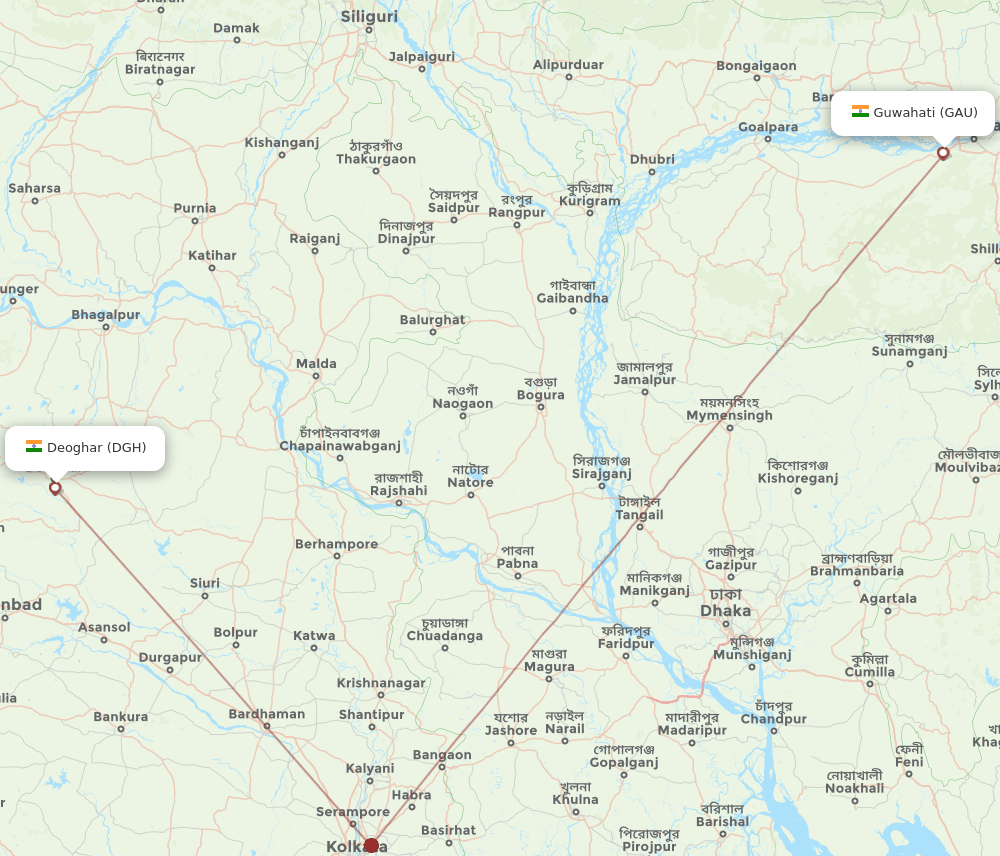 DGH-GAU flight routes