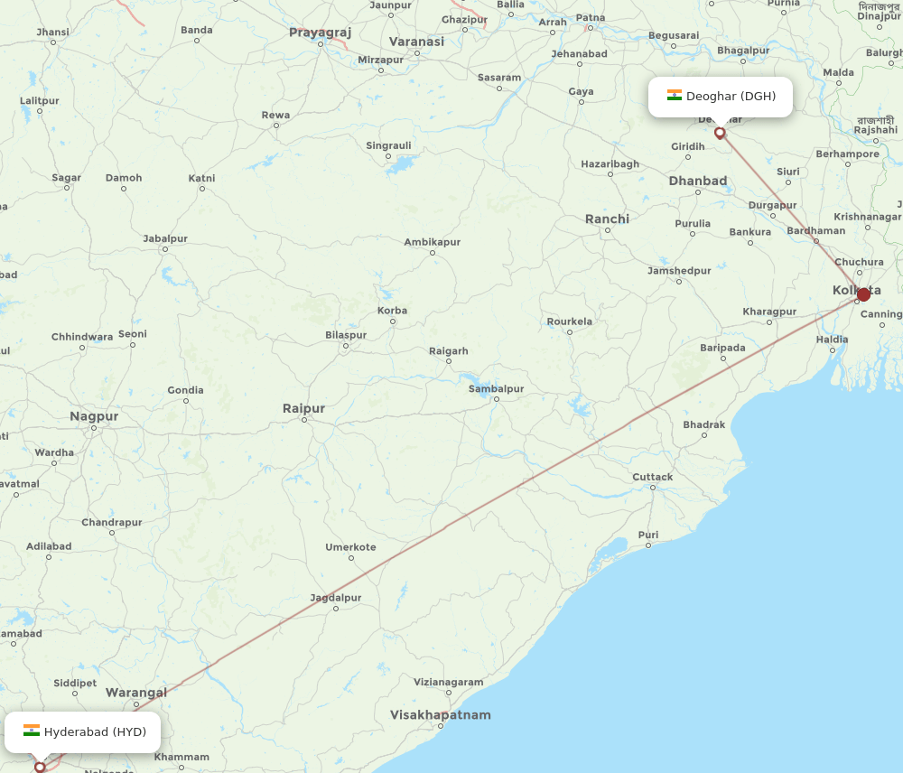 DGH-HYD flight routes
