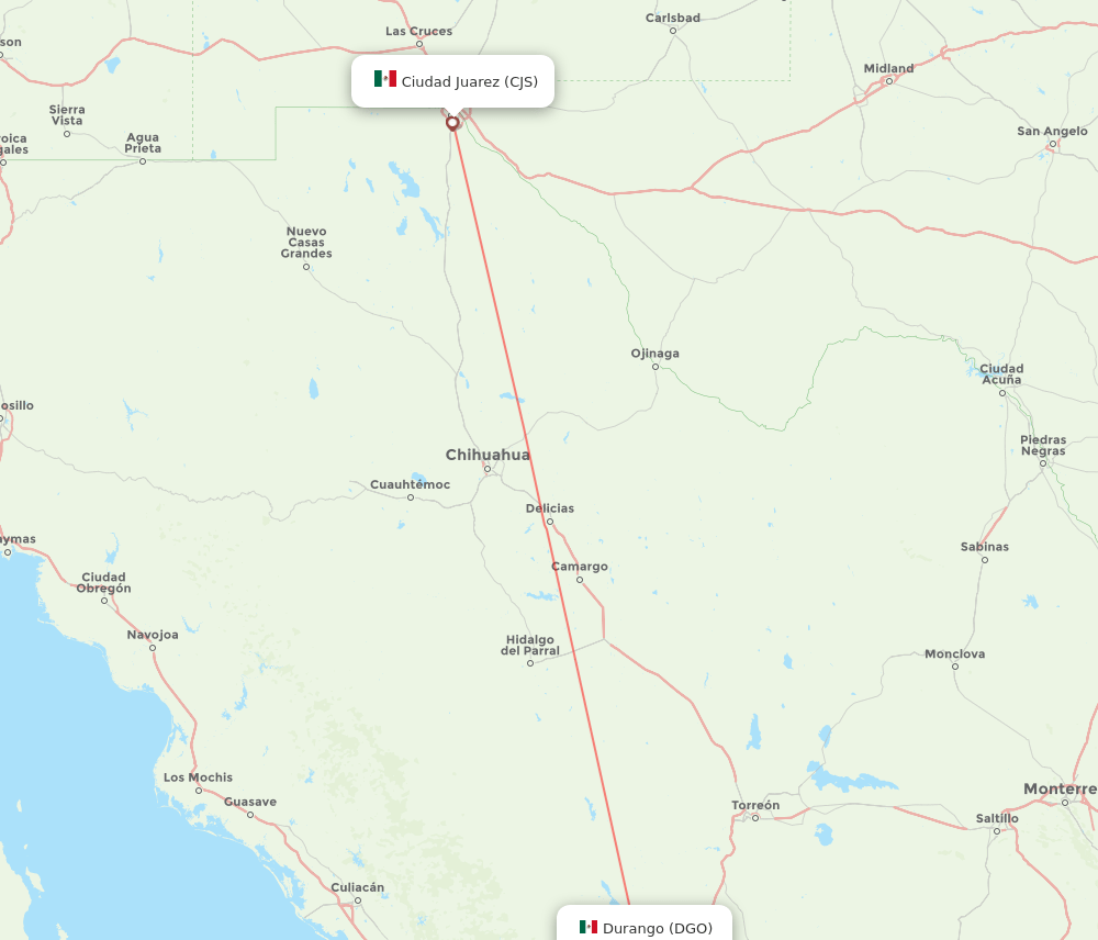 DGO to CJS flights and routes map