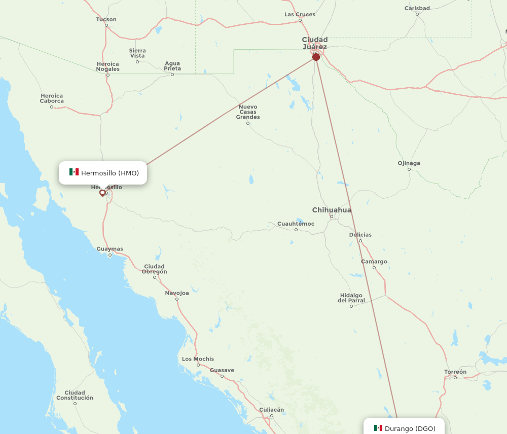 DGO to HMO flights and routes map