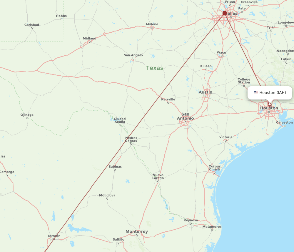 DGO-IAH flight routes