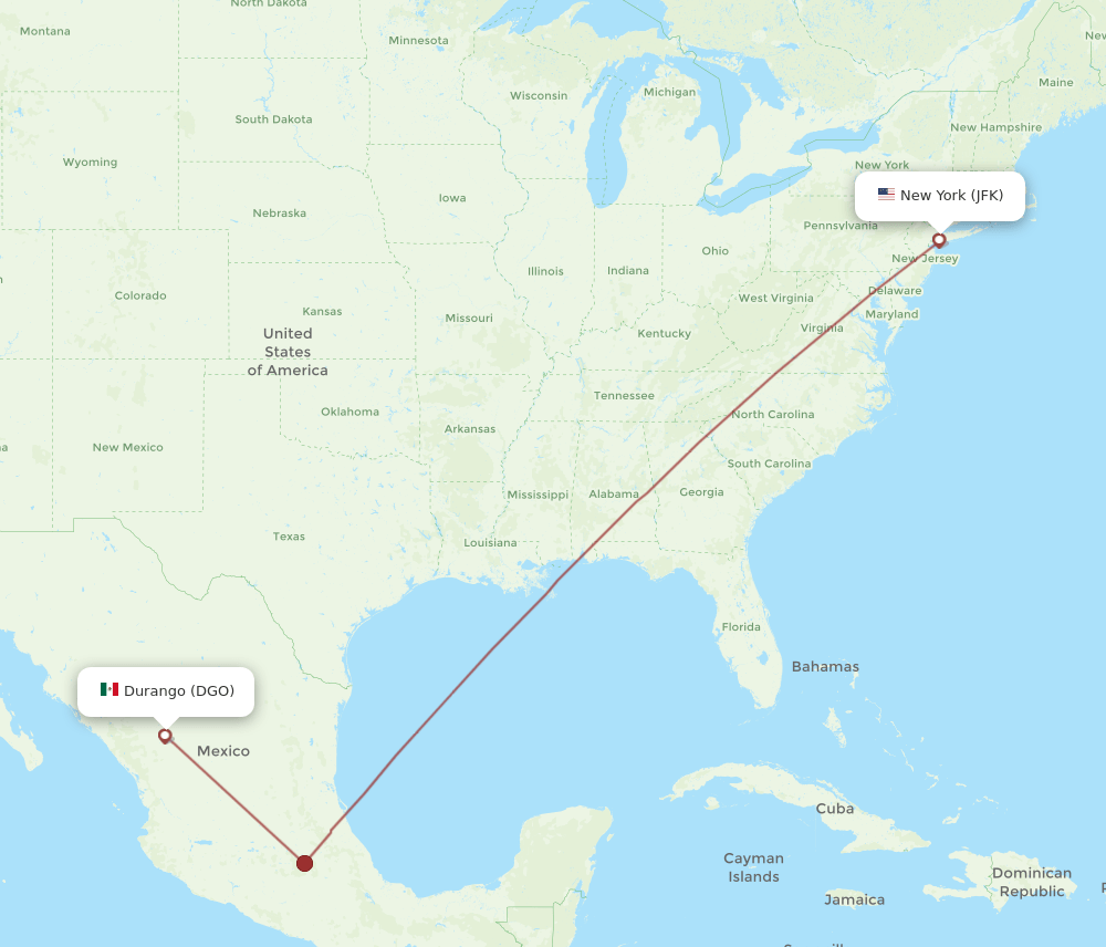 DGO-JFK flight routes