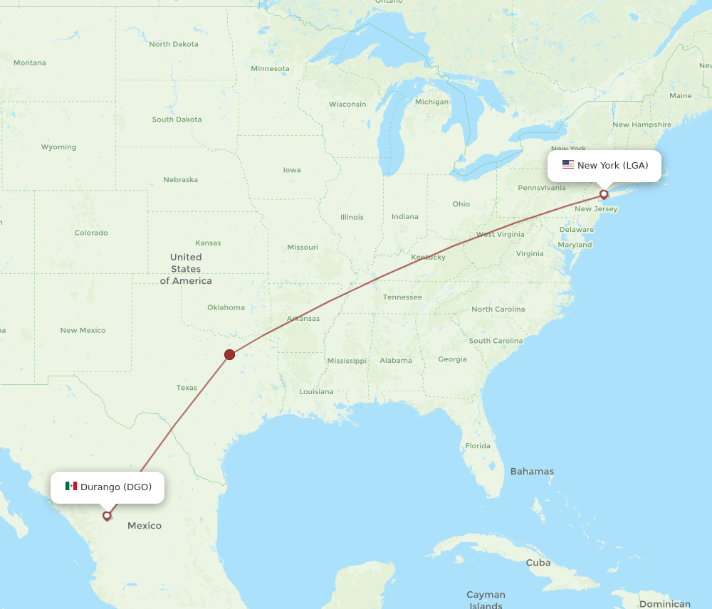 DGO-LGA flight routes
