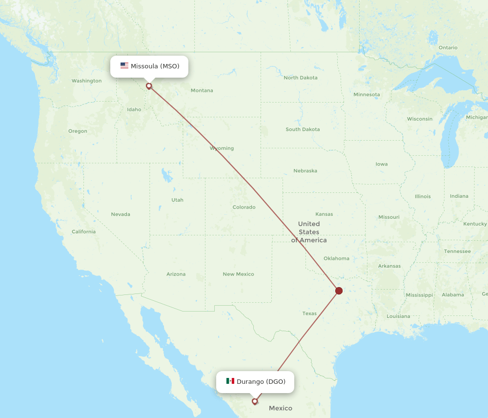 DGO to MSO flights and routes map