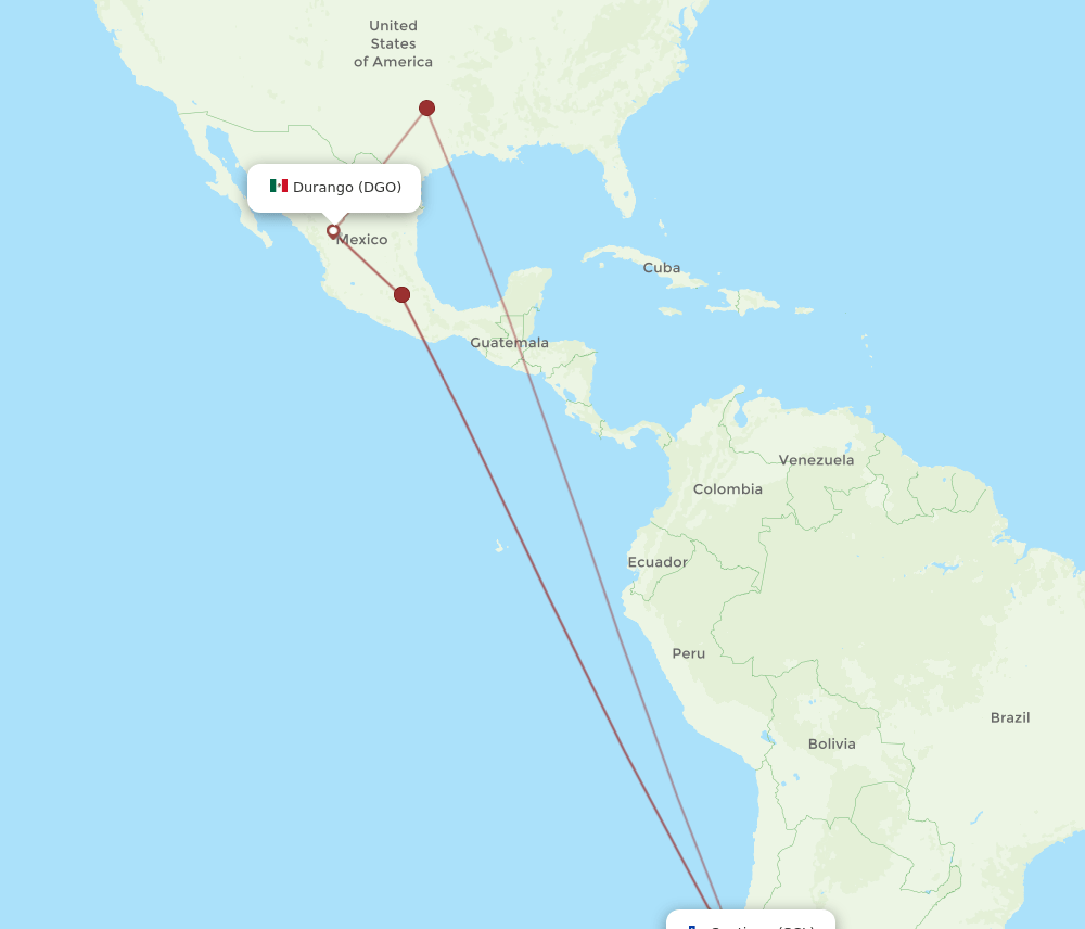 DGO-SCL flight routes